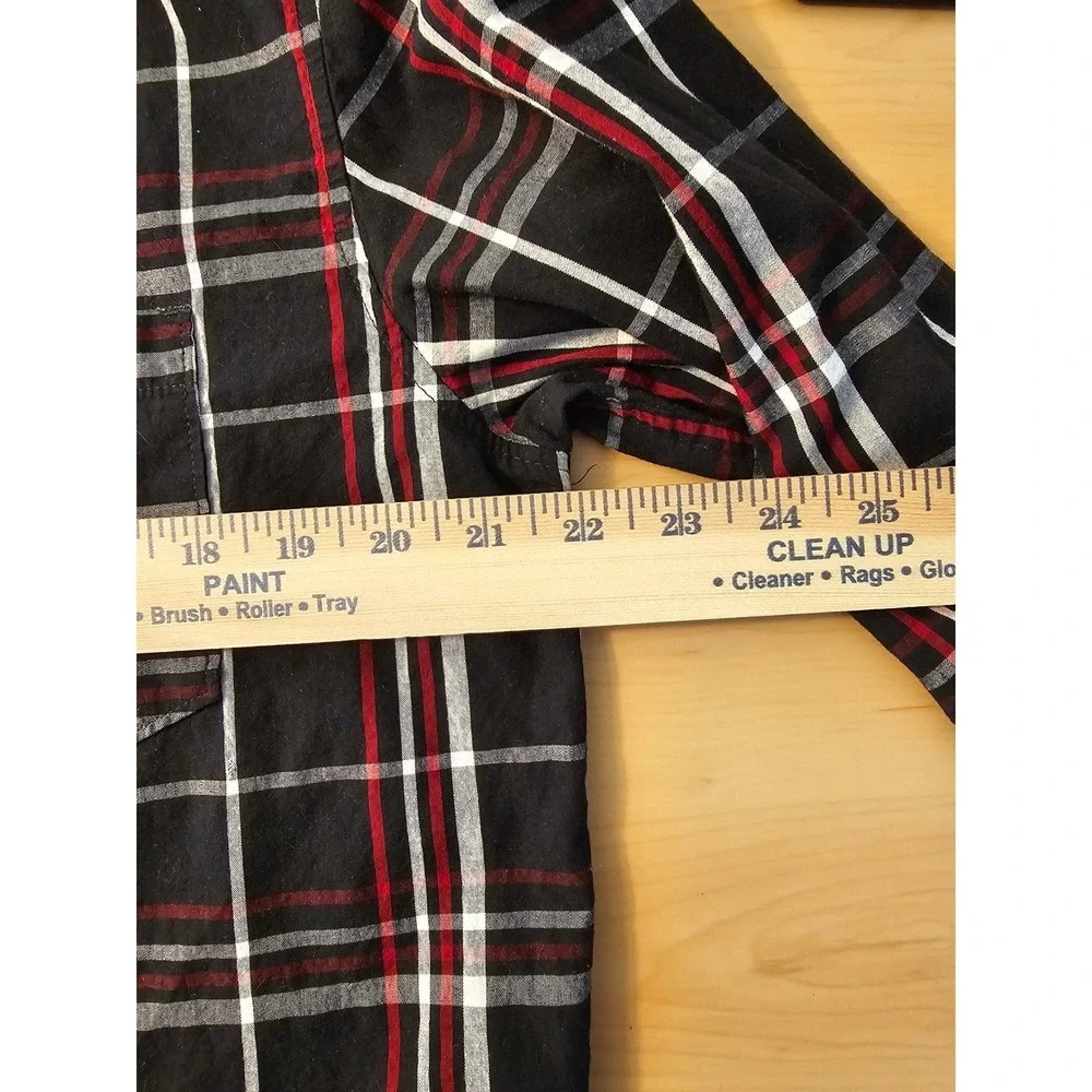 Levis Modern Mens‎ Large Black Red Plaid Long Sleeve Button Down Shirt Med